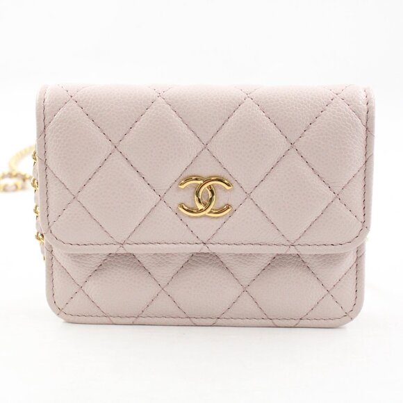 NEW CHANEL Miss Coco Mini Quilted Leather Clutch with Chain Strap in Caviar - Picture 2 of 14